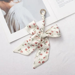 Floral Silk Bow Bag Charm