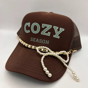 Pearl Bow Trucker Chain | Hat Bar | Cap Jewelry| Trucker Hat