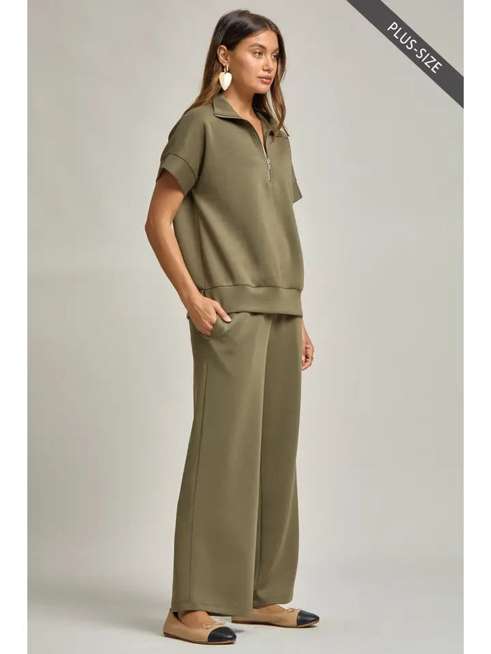 Plus Size Quarter Zip + Pants Travel Set