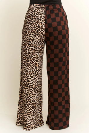 Split Decision Leopard-Checkered Pants