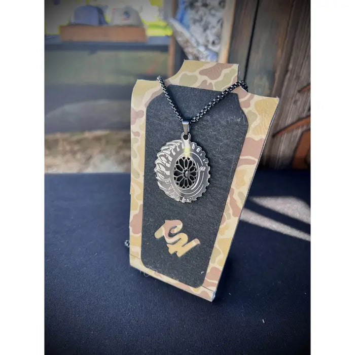 Black Wheel- Stainless Steel Necklace and Pendant