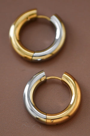 18K Waterproof Non-Tarnish Stainless Steel Hoops