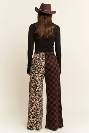 Split Decision Leopard-Checkered Pants