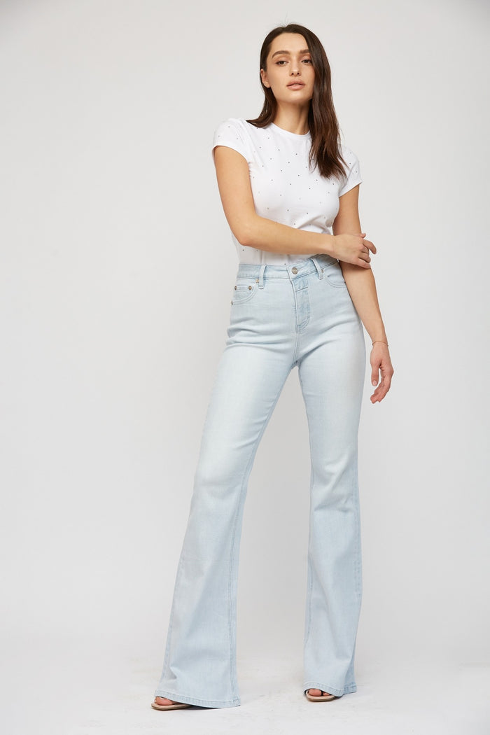 Super High Rise Tummy Tuck Flare Leg Mica Denim