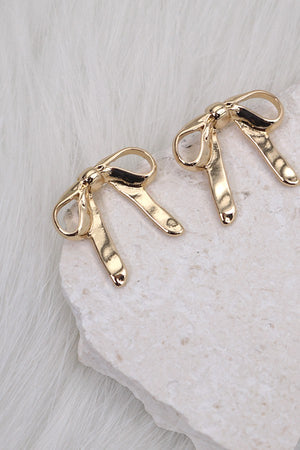 Hammered Bow Stud Earrings