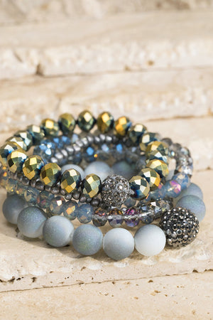 Glass and Frosted Bead Bracelet Set