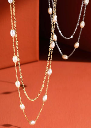 Oval Pearl Bead Necklace