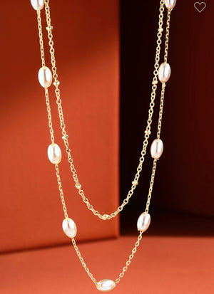 Oval Pearl Bead Necklace