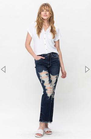 Judy Blue Dark Wash Distressed Denim