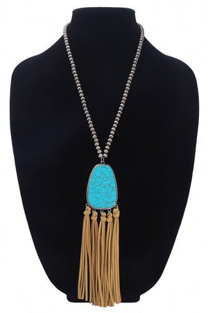 Ball Bead Necklace with Pendant & Accent Tassel