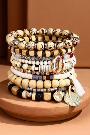 10 Layered Beaded Boho Stretch Bracelet