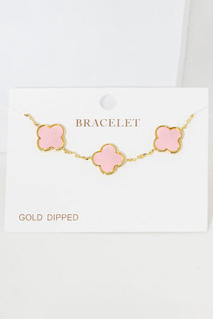 Gold Dipped Quatrefoil Charm Link Bracelet