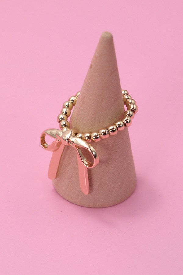 Gold Stretchable Bow Ring