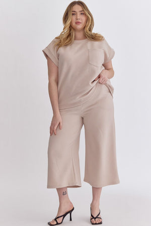 Textured Spring Top and Cropped Pant Set