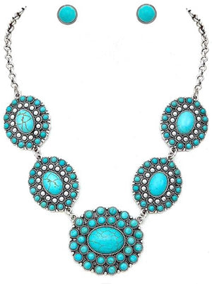 Concho Gemstone Necklace Set