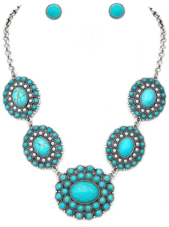 Concho Gemstone Necklace Set