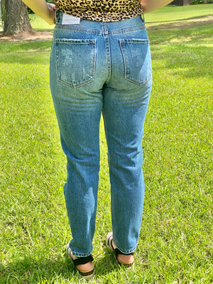 KanCan Distressed Mom Jeans