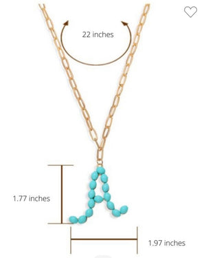 Turquoise Initial Boyfriend Chain Necklace
